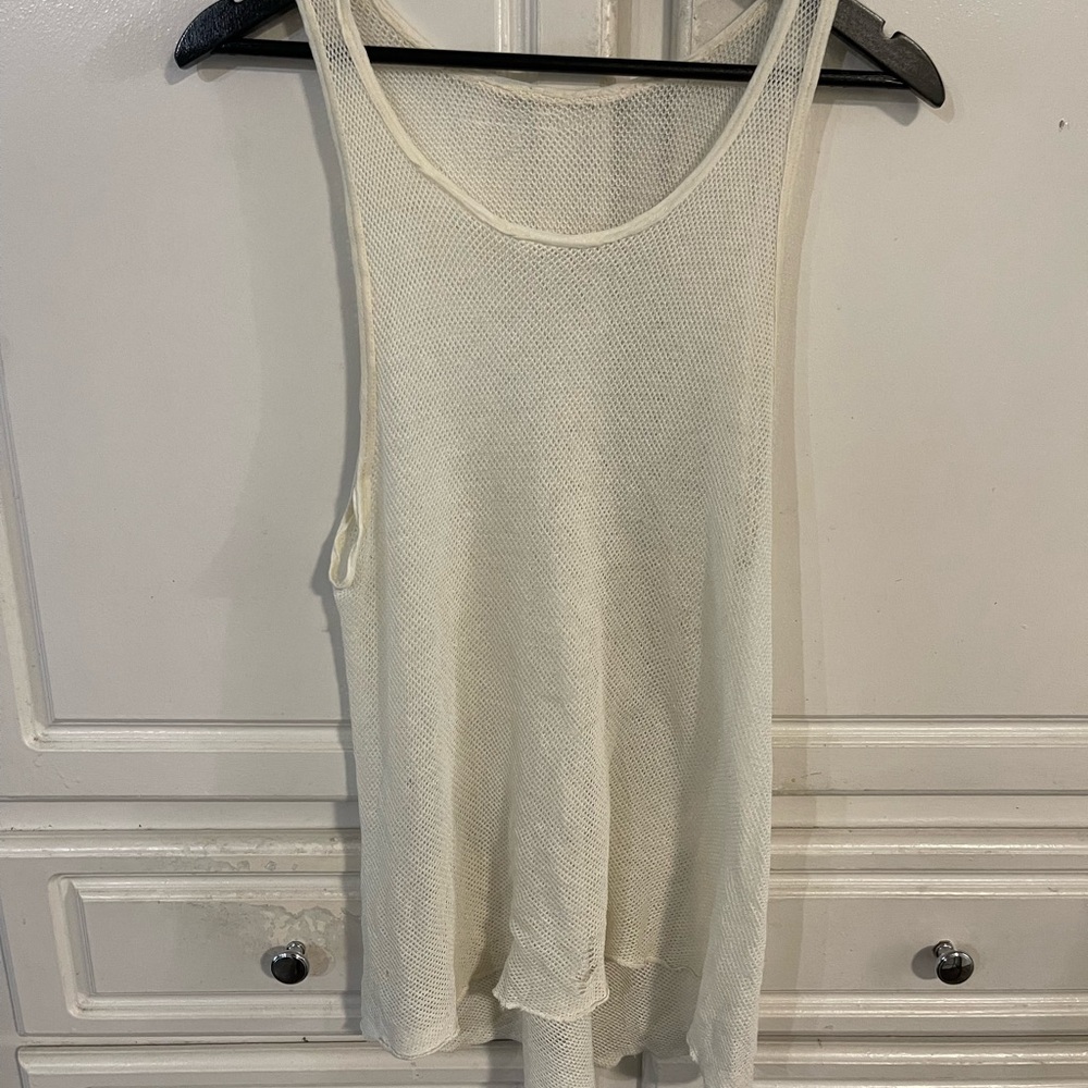 American Vintage Cream Mesh Tank Top